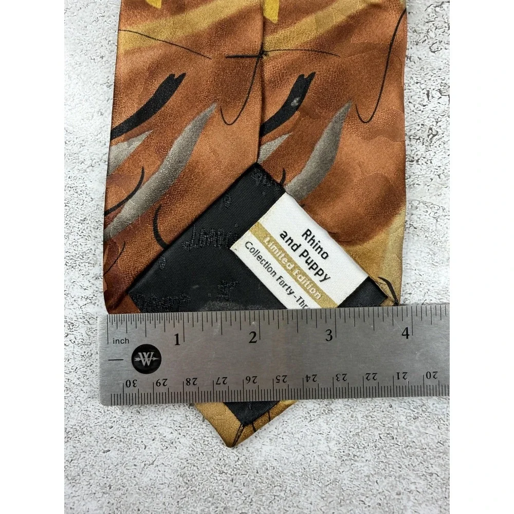 J. Garcia Tie Mens One Size Gold 100% Silk Pointed Geometric Jacquard Logo
